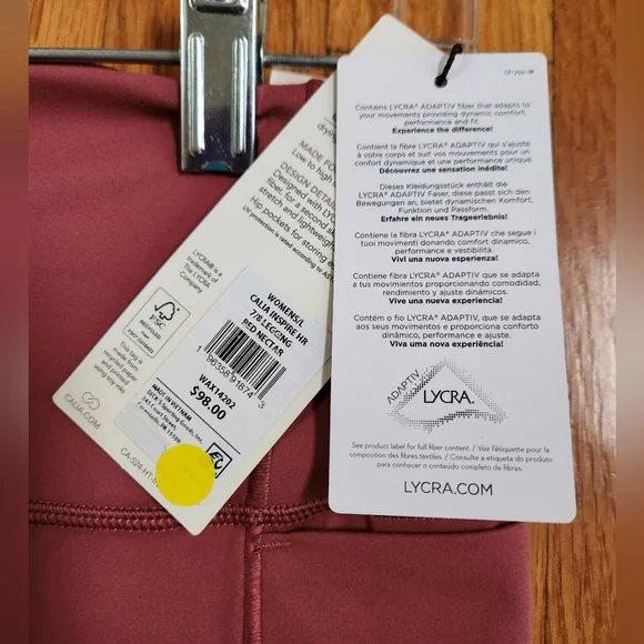 CALIA Women's Inspire 7/8 Leggings, size L, NWT, Red - Picture 8 of 11